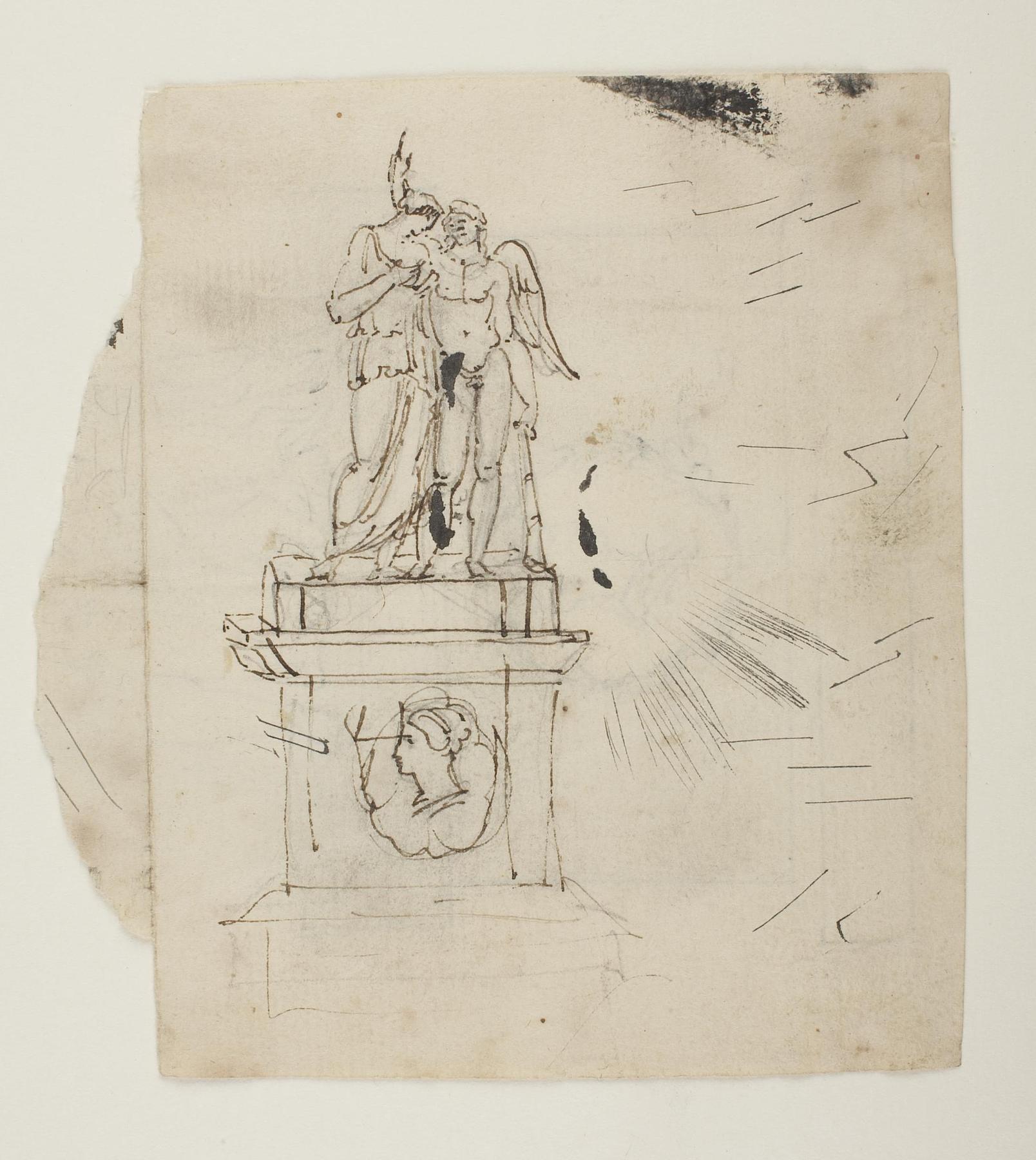Sepulchral monument with the Genius of Death and a female figure, C187r