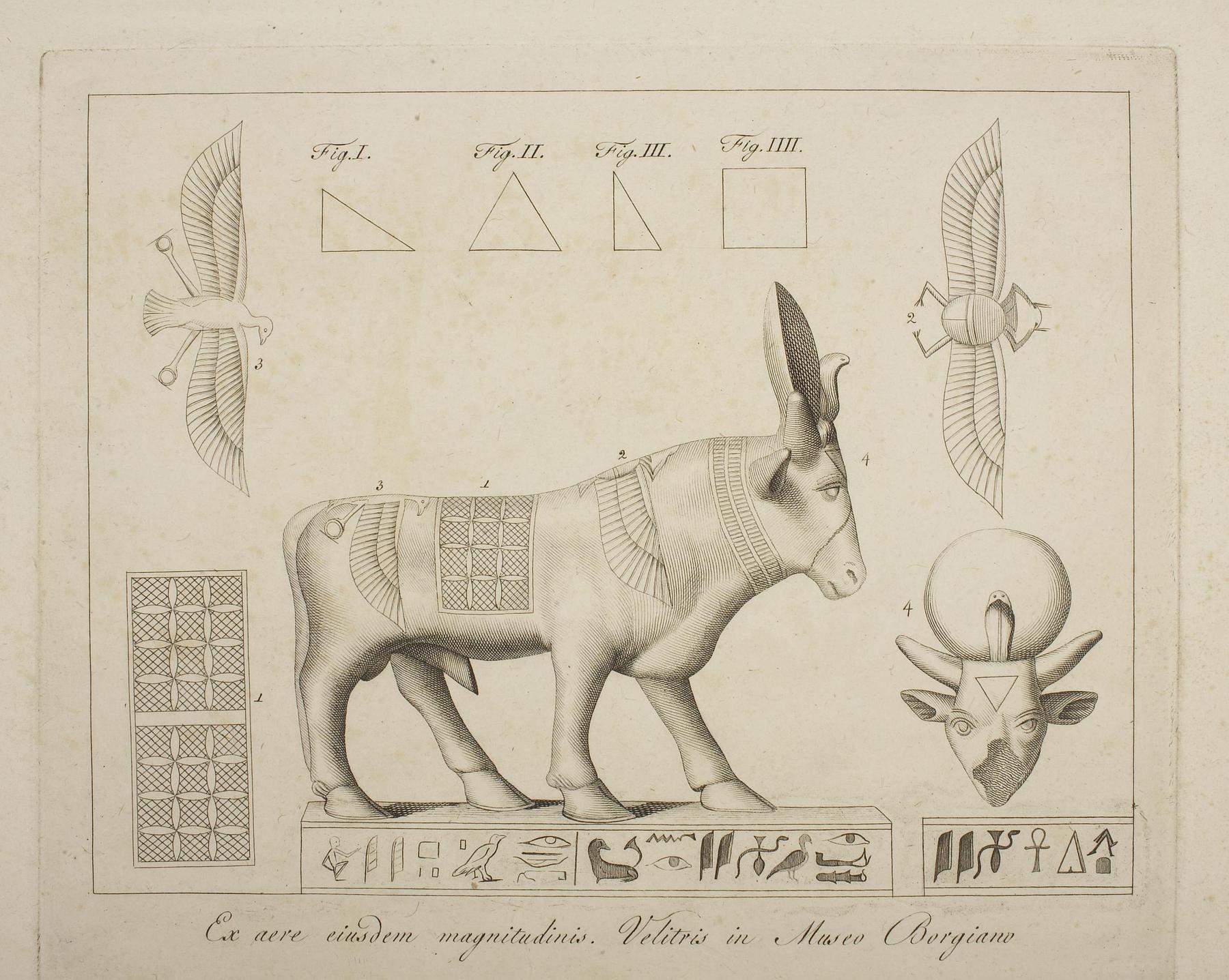 Gudestatue i form af en tyr. Detaljer af symbolerne på dyrekroppen, E1420