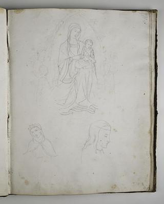 D1587,11 Maria med barnet i en mandorla kranset af engle. Helgeninde