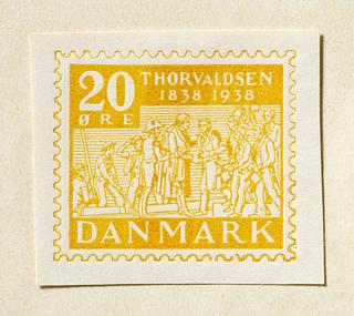 E2354,3 Prøvetryk af udkast til frimærke med Thorvaldsens hjemkomst 1838