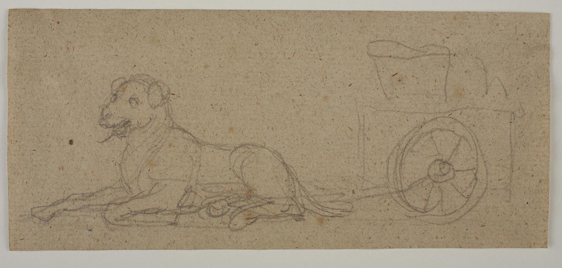 Dog hitched to a wagon, C1055
