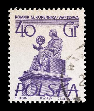 E2357 Polsk frimærke med Thorvaldsens statue af Nicolaus Copernicus
