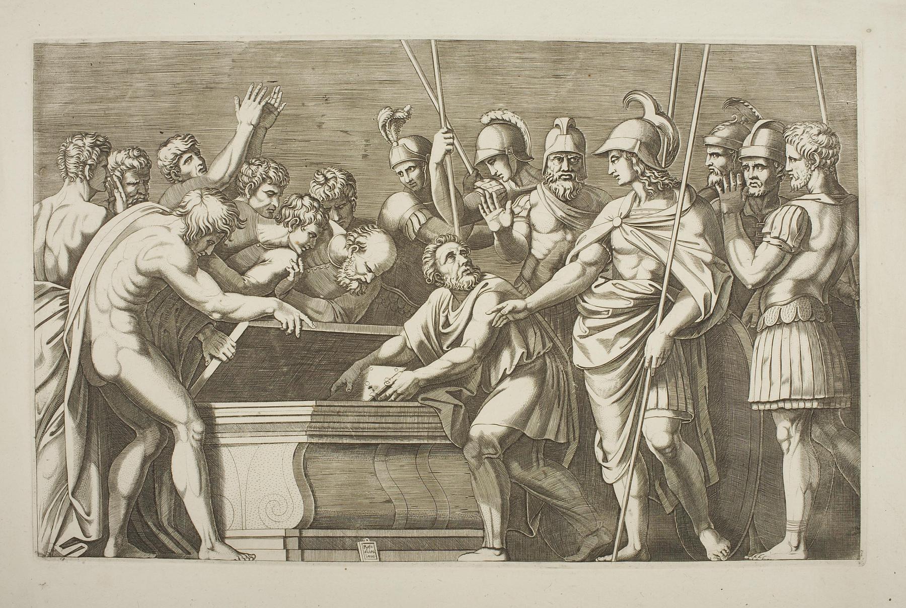 Alexander den Store sørger for, at Homers Illiade bliver lagt i Darius' skrin, E1912