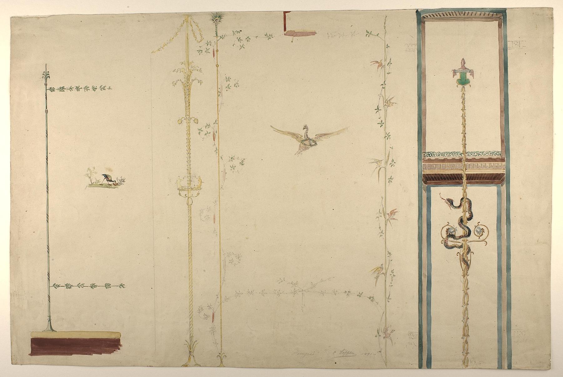 Vægdekorationer fra Pompeij, detaljer, D1819