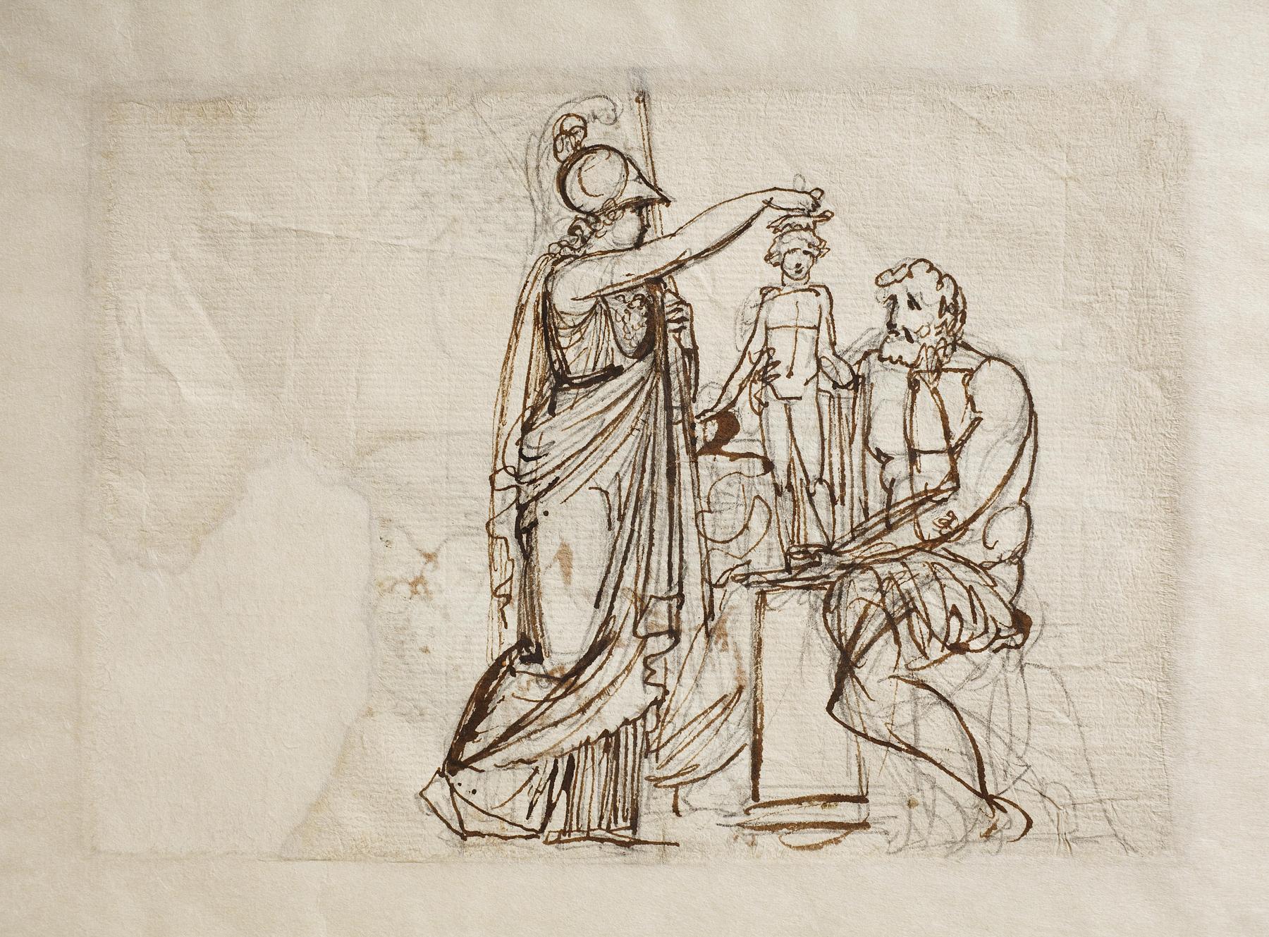 Minerva giver sjæl til menneske skabt af Prometheus, C70v