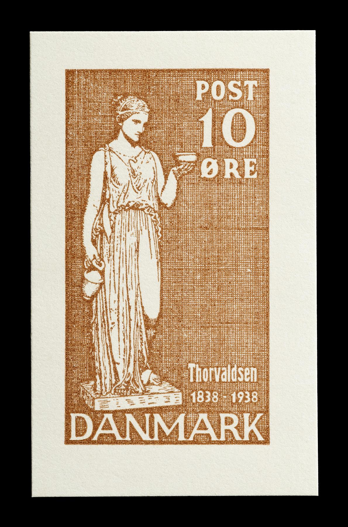 Prøvetryk af udkast til et dansk frimærke med Thorvaldsens Hebe, E2372
