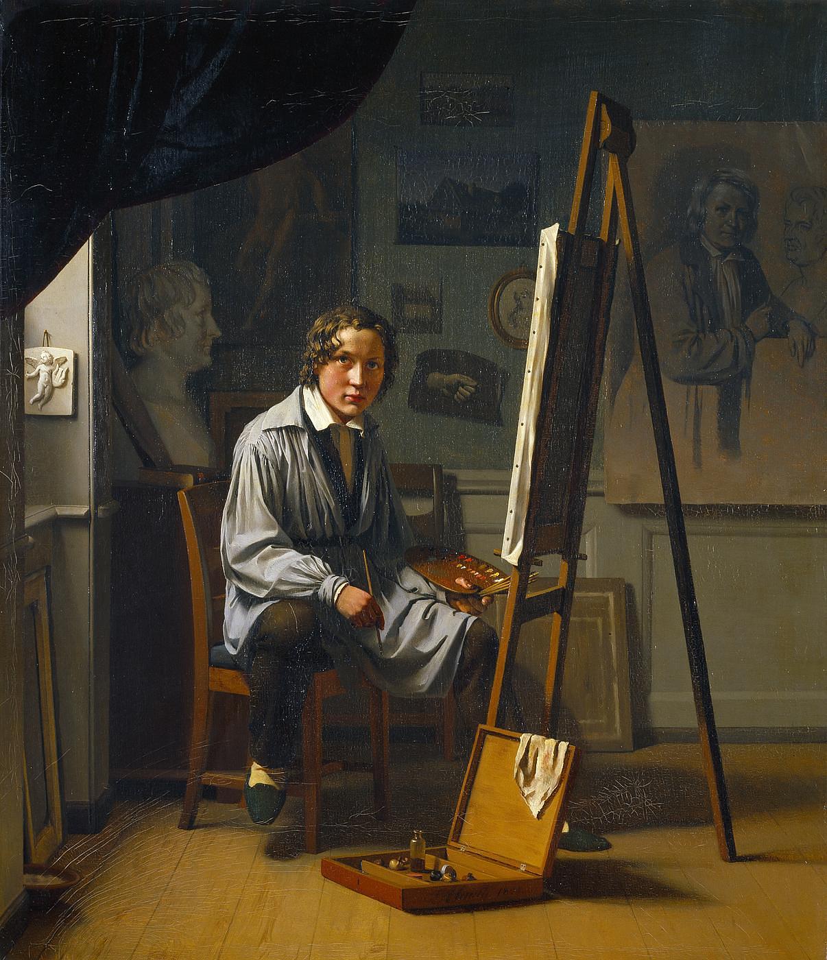 Maleren J.V. Gertner ved sit staffeli, B290