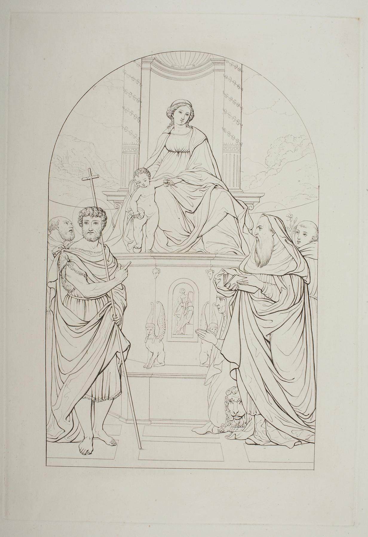 Maria med barnet på en trone omgivet af Johannes Døberen, Sankt Hieronymus, to helgener og donoren Ludovica Trotti (Madonna del Pilastro), E1677