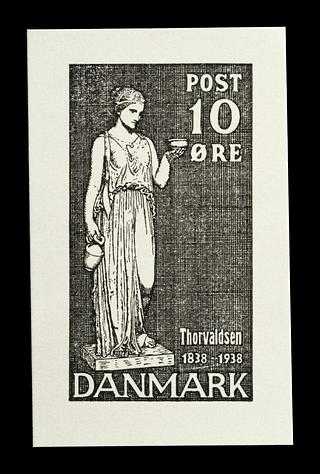 E2375 Prøvetryk af udkast til et dansk frimærke med Thorvaldsens Hebe