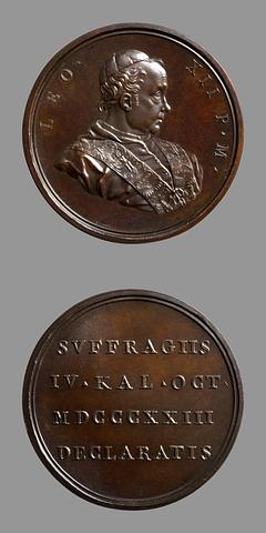 F132 Medal obverse: Pope Leo XII. Medal reverse: Inscription