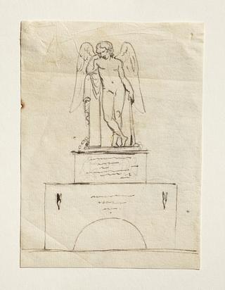 C186r Sepulchral monument with a statue of the Genius of Death