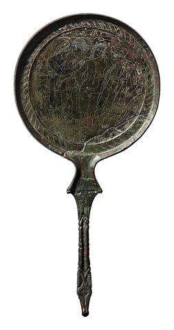 H2162 Mirror with Paris, Helen, and the Dioscuri Castor and Pollux