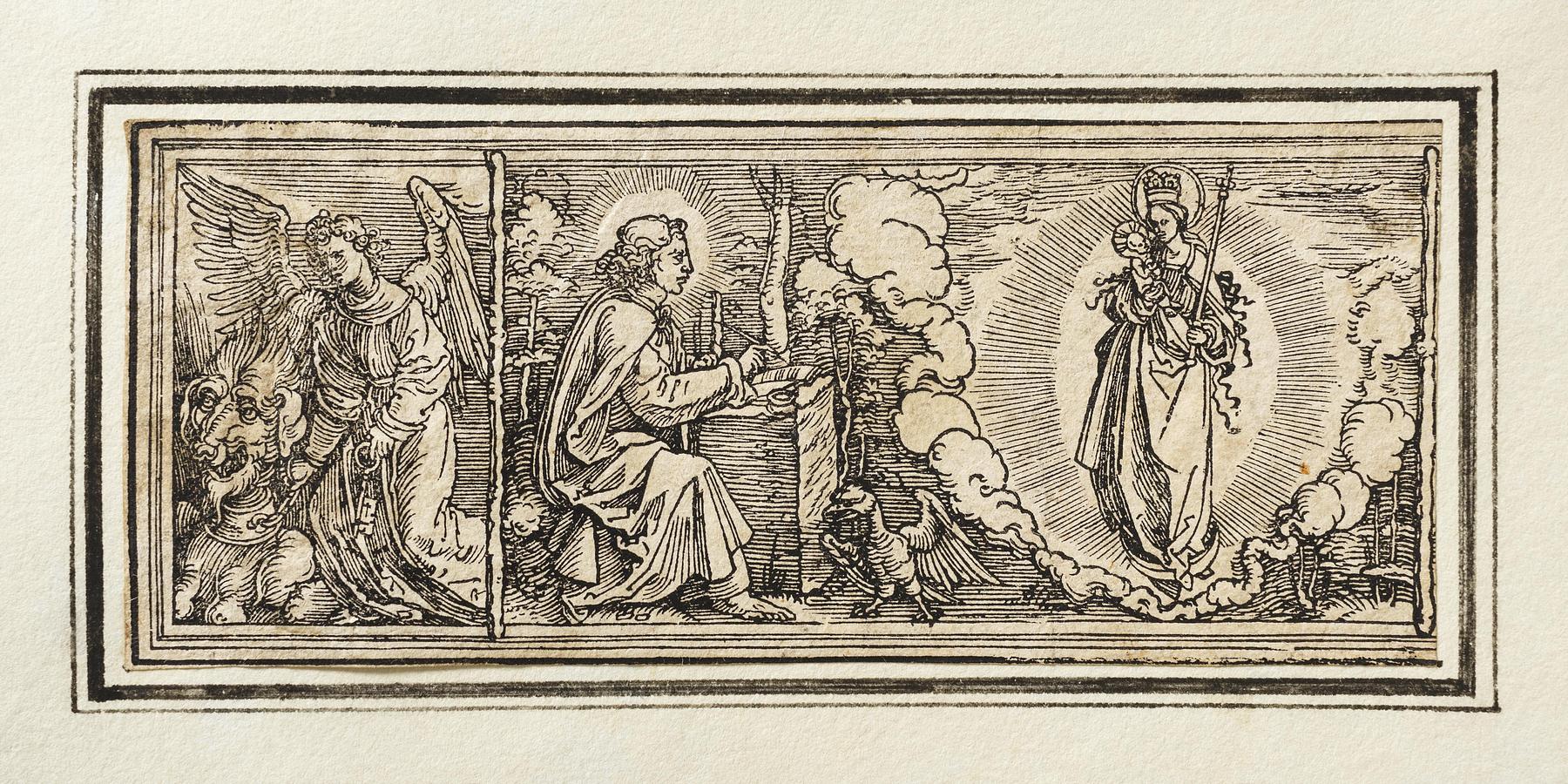 The Angel Binding the Beast. Mary Appearing to Saint John, E217