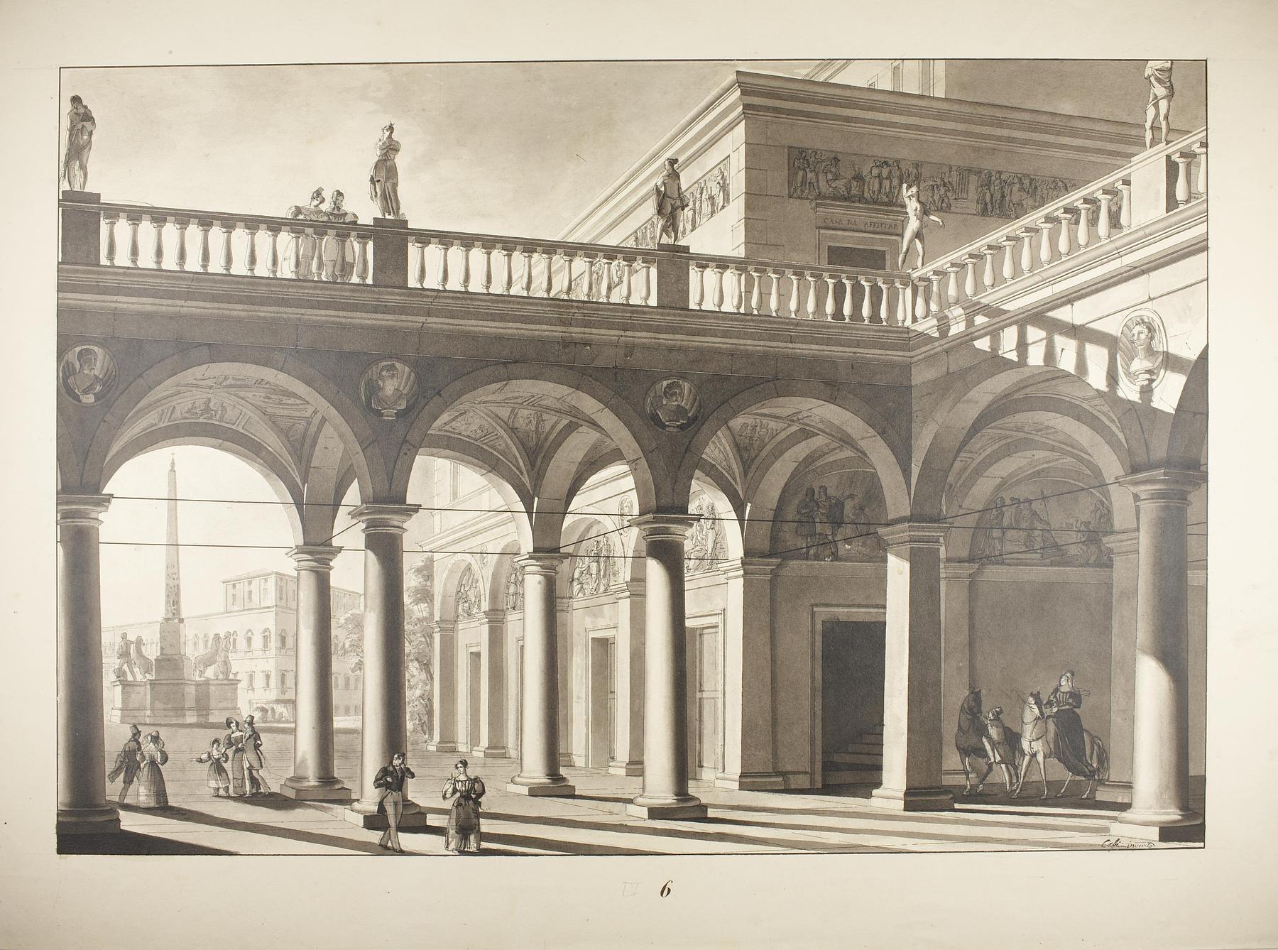 Palads i romersk stil med Monte Cavallo i baggrunden, D489