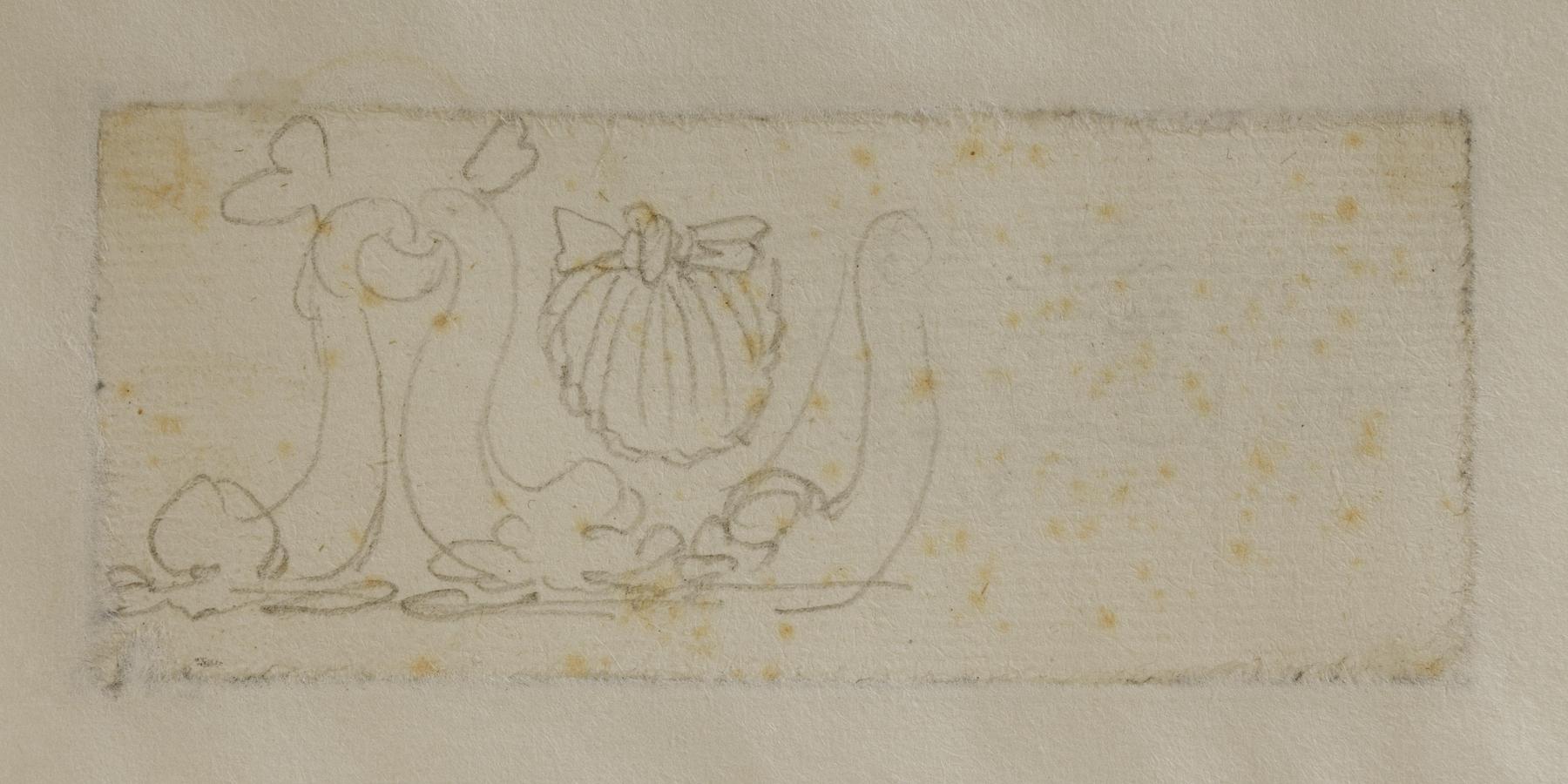 Ornamental fretwork with dolphins and a shell, C865v