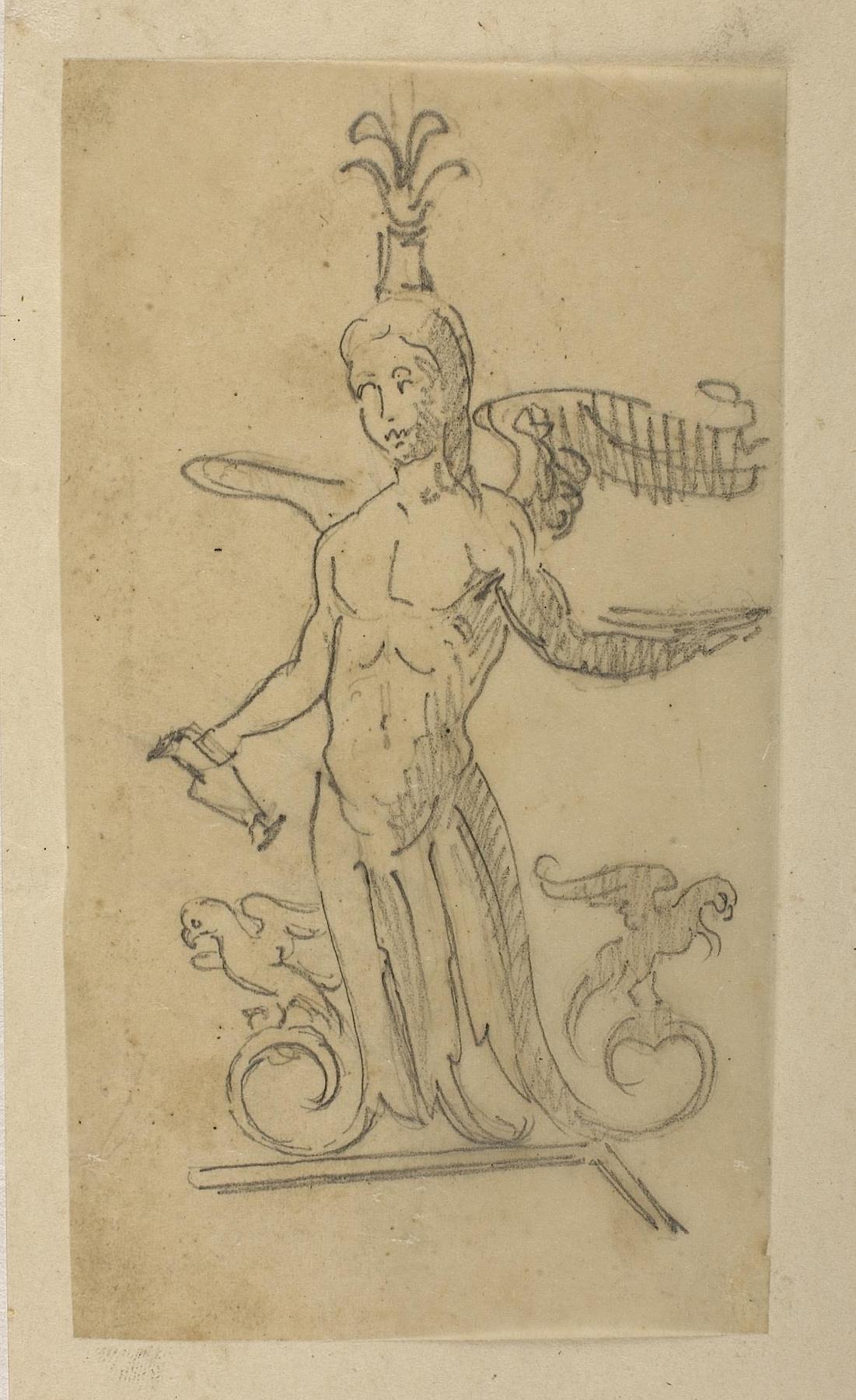 Ornamental harpyie (?) figur, D1827,15