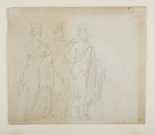 C867v Three Greek goddesses with mural crowns