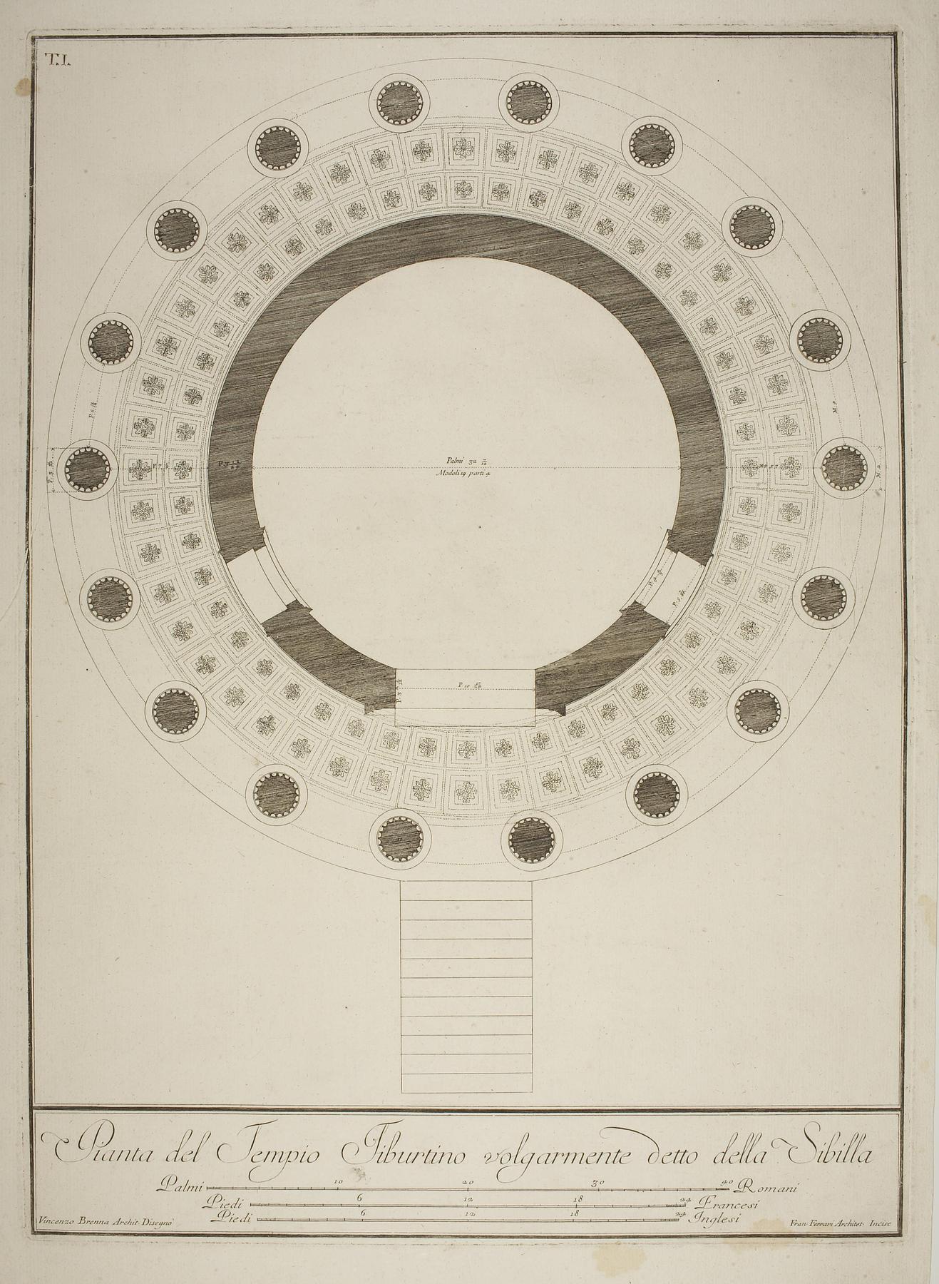 Pianta del Tempio Fiburtino volgarmente detto della Sibilla (Tempio di Vesta at Tivoli, Ground Plan), E1443