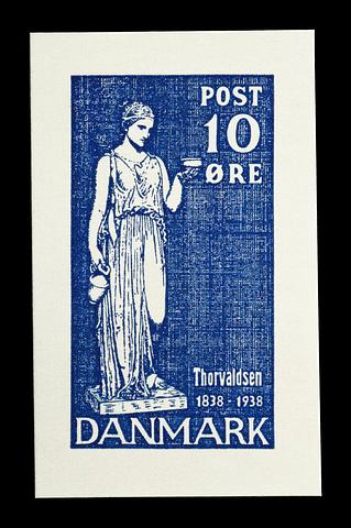 E2374 Prøvetryk af udkast til et dansk frimærke med Thorvaldsens Hebe
