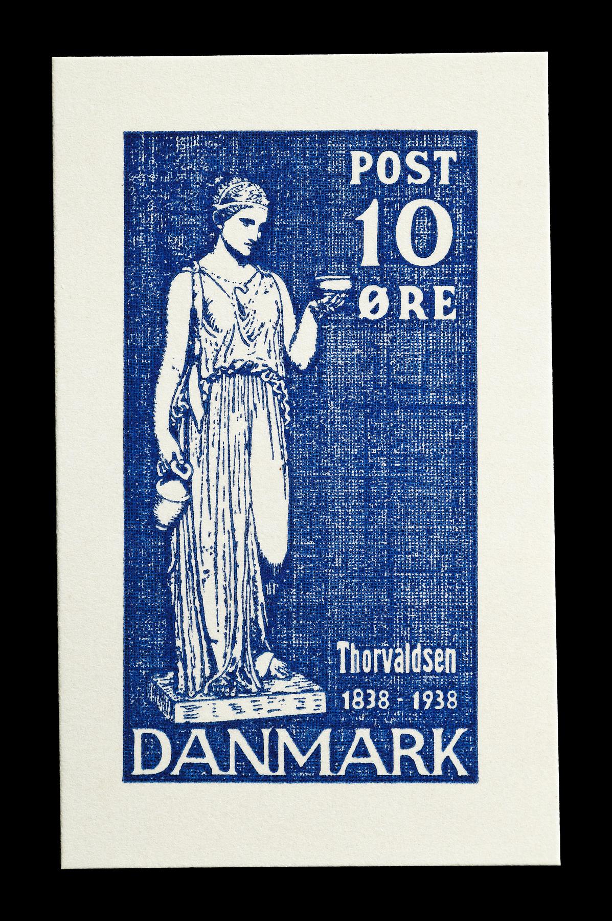 Prøvetryk af udkast til et dansk frimærke med Thorvaldsens Hebe, E2374