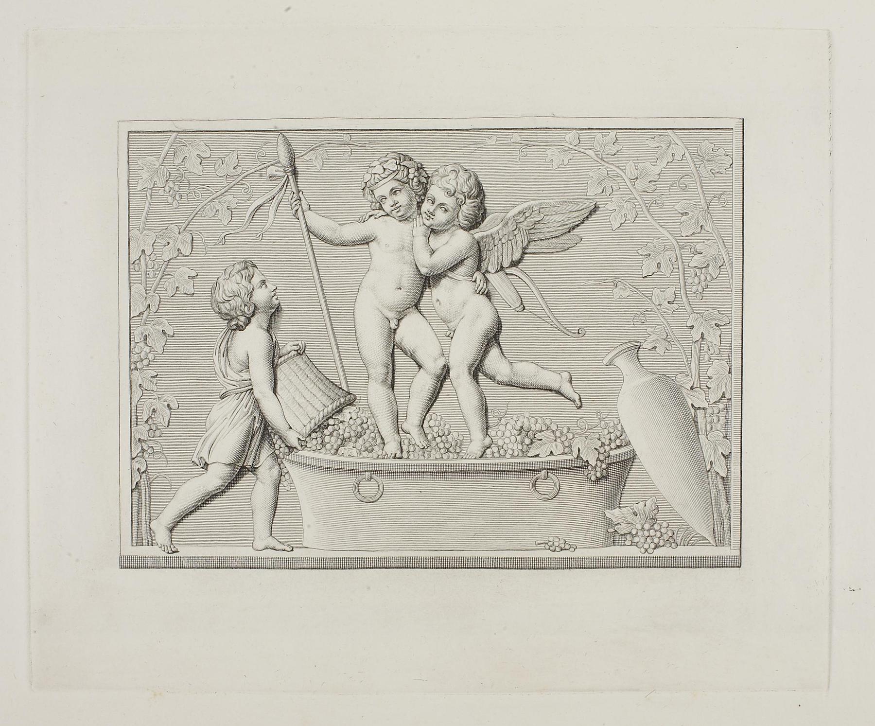 Cupid and Bacchus Stomp Grapes, Autumn, E32p
