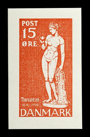 E2377 Prøvetryk af udkast til et dansk frimærke med Thorvaldsens Venus med æblet