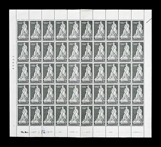 E2380 Sheet of 50 Italian stamps with Thorvaldsen's statue of George Gordon Byron