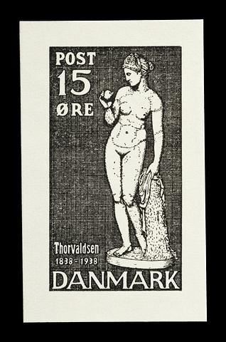 E2379 Prøvetryk af udkast til et dansk frimærke med Thorvaldsens Venus med æblet