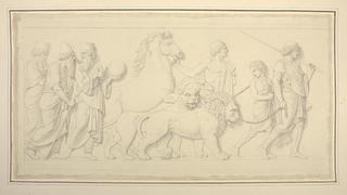 D28 Tre kaldæiske astrologer, perser med en løve og dreng med en tiger