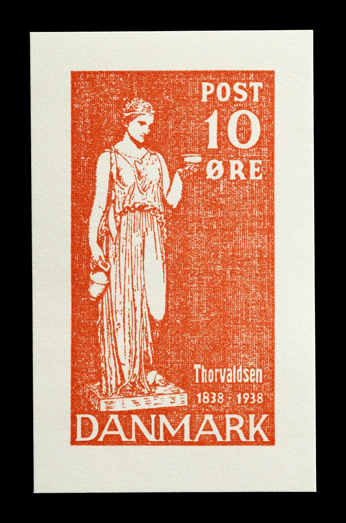 Prøvetryk af udkast til et dansk frimærke med Thorvaldsens Hebe, E2373