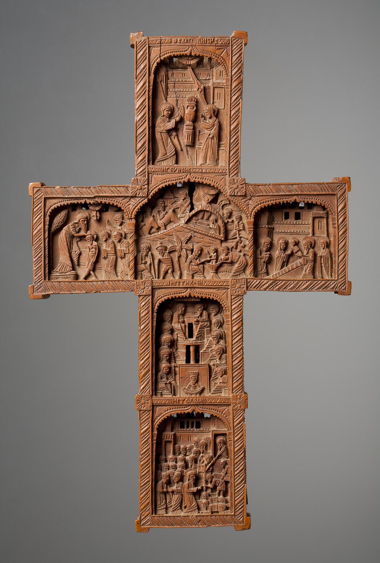 Kors med 20 nygræske religiøse fremstillinger, G55