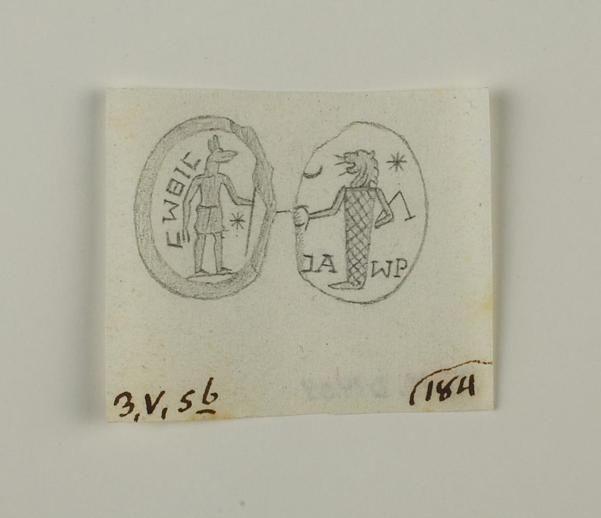Anubis, indskrift. Bastet, indskrift, D1404