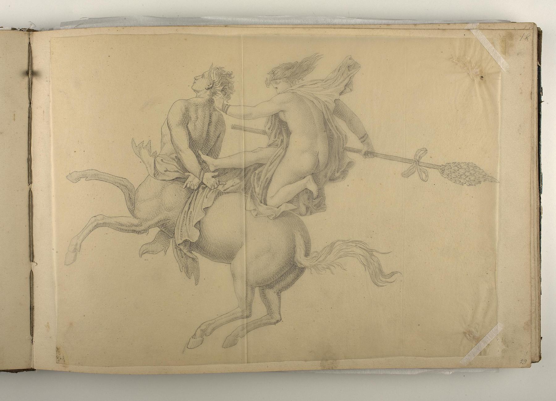 Kentaur og springende mænade med thyrsosstav, D1827,29