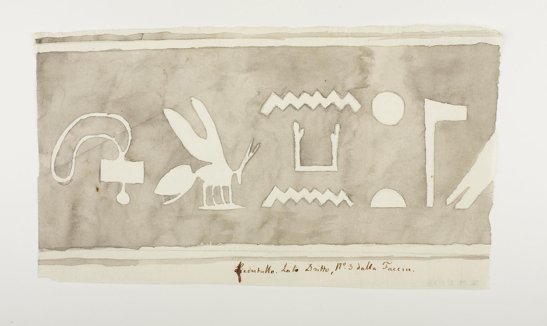 Hieroglyfindskrift, tredje brudstykke fra forsidens højre side, D1174
