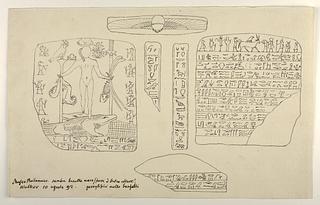 D1165 Figur stående på to krokodiller. Hieroglyffer