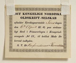 C723v Invitation fra Det Kongelige Nordiske Oldskriftselskab