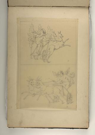 D1827,27 Cupid on a Chariot drawn by two Deers. Cupid on a Chariot drawn by two Goats