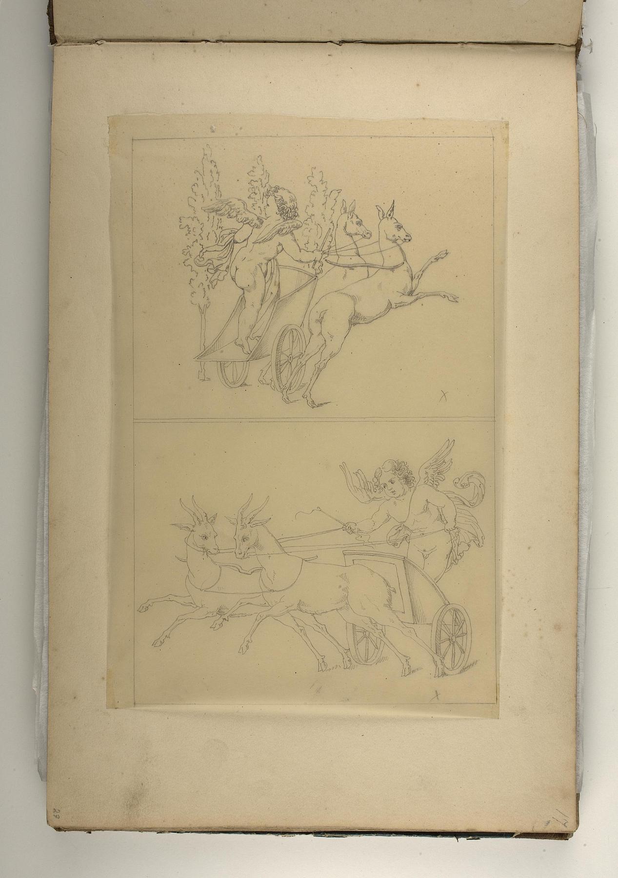 Cupid on a Chariot drawn by two Deers. Cupid on a Chariot drawn by two Goats, D1827,27