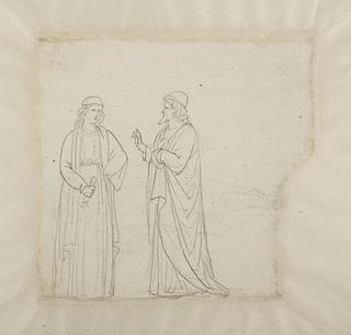 C871v Two male figures in Renaissance costumes