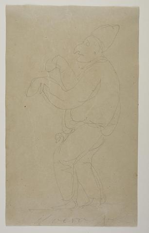C1100 Dancing old man with a fool's cap in caricature