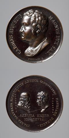F110 Medaljens forside: Storhertug Carl August af Sachsen-Weimar. Medaljens bagside: Leonardo da Vinci og Giuseppe Bossi
