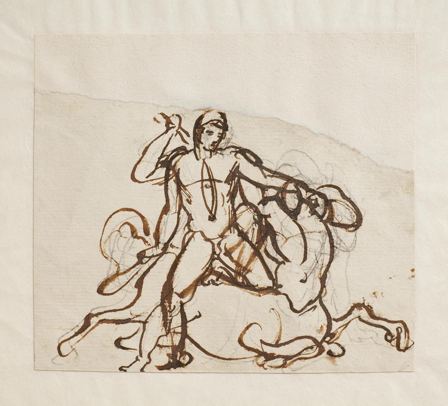 A Hero (Theseus?) Fighting with a Centaur, C10r