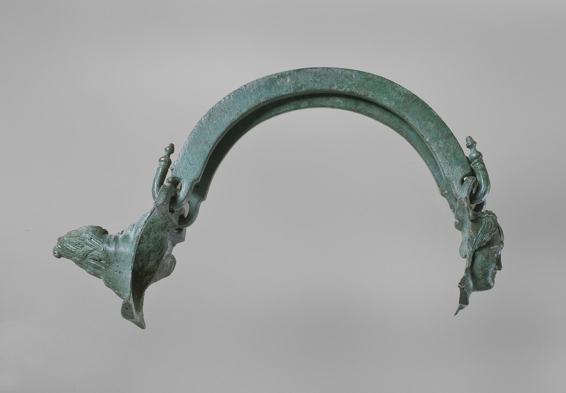 Set of handles with attachments in the shape of nymph and silenus masks, H2293