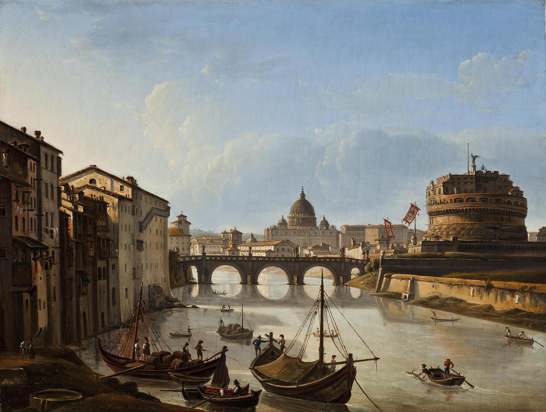 View of the Tiber, with the Castle of Saint Angelo and Saint Peter's Church, B401