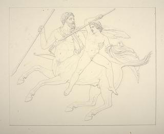D301 Chiron lærer Achilleus at kaste med spyd
