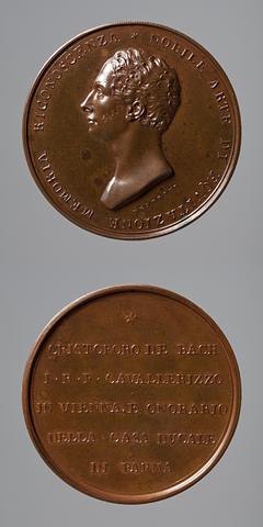F107 Medal obverse: Equerry C. Bach. Medal reverse: Inscription