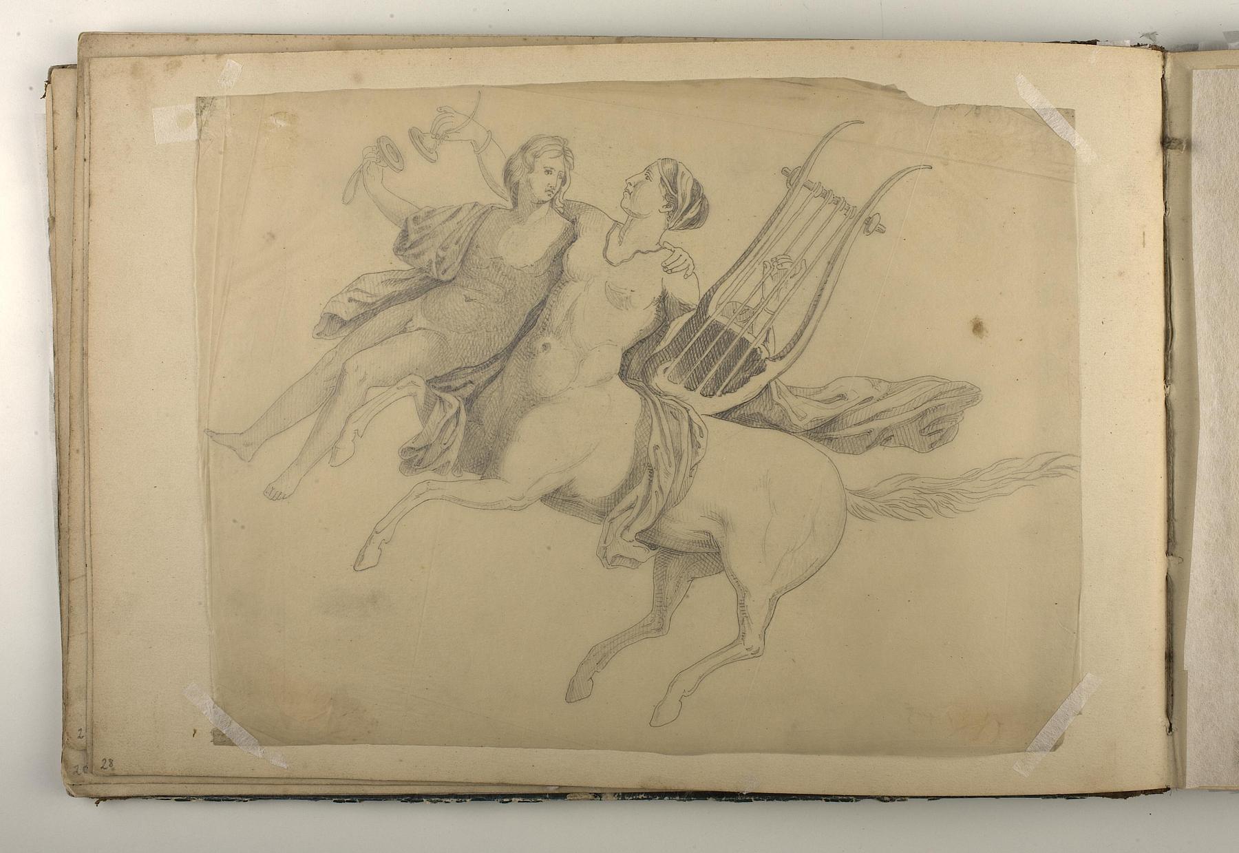 Female Centaur with a Lyre lifts a Young Man, D1827,28