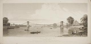 E2192 View of The Suspension Bridge Across the Thames at Hammersmith