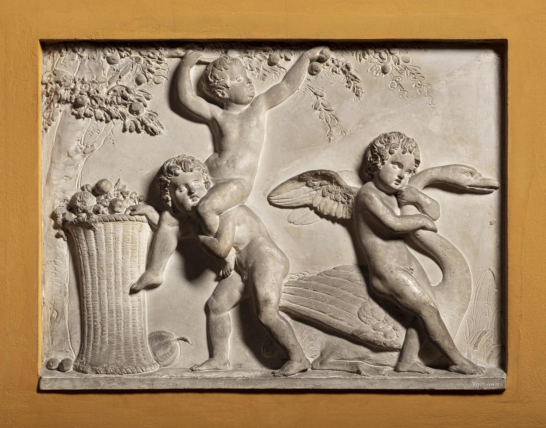 Cupid with a Swan and Boys Picking Fruit, Summer, A411