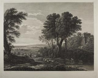 E895 Merkur og Battus i et landskab med tempelruin